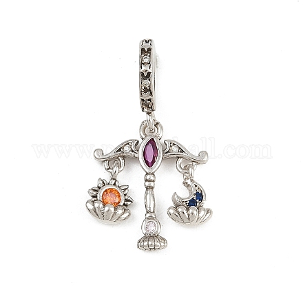 Европейские подвески из латуни с цветными стразами&nbsp;LS-KK-P324-07P-1