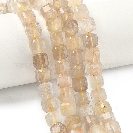 Нити бусин из натурального золота с рутилированным кварцем&nbsp;G-C267-A03-1