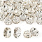 30Pcs 2 Colors Brass Rhinestone Spacer Beads, Straight Flange, Rondelle, Silver, Crystal, 6x3mm, Hole: 1mm, 15pcs/style