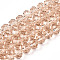 Glass Beads Strands, Faceted, Rondelle, Tan, 8x6mm, Hole: 1mm, about 60~62pcs/strand, 39~40cm