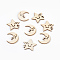 Wood Cabochons, Laser Cut Wood Shapes, Star and Moon, BurlyWood, 25.5x25.5~27x2~2.5mm