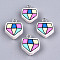 Handmade Polymer Clay Pendants, with Platinum Tone Iron Findings, Diamond Shape, Colorful, 15~16x13x5mm, Hole: 2mm
