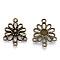 Tibetan Style Alloy Links, Chandelier Components, Lead Free & Cadmium Free, Flower, Antique Bronze, 23x19x3mm, Hole: 2mm