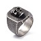 Skull 304 Stainless Steel Finger Ring, Wide Band Rings for Men, Antique Silver, Inner Diameter: 18.8mm