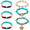 6Pcs 2 Styles Glass Beaded Decorative Rings for Smartwatch Band, Watch Band Charms, Cyan, Inner Diameter: 12~15.5mm