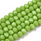 Opaque Solid Color Glass Beads Strands, Faceted, Rondelle, Yellow Green, 6x5mm, Hole: 1mm, about 80~85pcs/strand, 38~40cm