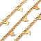304 Stainless Steel Curb Chains with Butterfly Charm, Ion Plating(IP), Unwelded, with Spool, Golden, 6x4.5x0.8mm