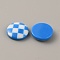Plastic Cabochons, Flat Round with Tartan Pattern, Deep Sky Blue, 15x4mm