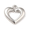 Rack Plating Alloy Charms, Cadmium Free & Lead Free, Heart Charms, Platinum, 11x11.5x2mm, Hole: 1.2mm