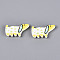 Printed Opaque Resin Beads, Dog, Gold, 18x33x6mm, Hole: 1.4mm