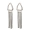 Hollow Teardrop Brass Stud Earrings, Chains Tassel Earrings, Long-Lasting Plated, Lead Free & Cadmium Free, Platinum, 70x17mm, Pin: 0.8x11mm