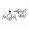 Brass Cubic Zirconia Pendant, Angel Wings, Platinum, Pearl Pink, 11.5x21x5mm, Hole: 4x5mm