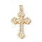 Brass Micro Pave Cubic Zirconia Cross Pendants, Cadmium Free & Lead Free, Real 18K Gold Plated, Clear, 45x28.5x7mm, Hole: 5x6mm