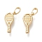 Brass Pendants, Sports Charms, Long-lasting Plated, Racket, Golden, 18x8x2mm, Hole: 5x4mm