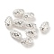 Brass Filigree Beads, Oval, Silver Color Plated, 8x5mm, Hole: 1.5mm