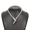 Alloy Popcorn Chain Necklaces, Crystal Rhinestone Magnetic Snake Necklace, Platinum, 22.05 inch(56cm)