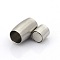 Tarnish Resistant 304 Stainless Steel Matte Surface Magnetic Clasps with Glue-in Ends, Barrel, Stainless Steel Color, 14.5x9mm, Hole: 6mm