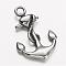 304 Stainless Steel Pendants, Anchor, Antique Silver, 31x20x3mm, Hole: 3mm