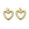 Brass Pendants, Heart, Long-Lasting Plated, Cadmium Free & Lead Free, Rack Plating, with Jump Ring, Real 18K Gold Plated, 16x14.5x2mm, Hole: 3mm
