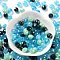 Glass Beads, Faceted, Rondelle, Steel Blue, 8x6mm, Hole: 1mm, about 108pcs/45g