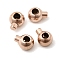 Ion Plating(IP) 304 Stainless Steel Crimp Beads, Round, Rose Gold, 4.5x3.5x2.5mm, Hole: 1mm