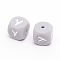 Silicone Beads, Cube with Letter.Y, Gray, 12x12x12mm, Hole: 2mm
