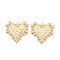 Brass Pendants, Heart, Long-Lasting Plated, Nickel Free, Real 18K Gold Plated, 34.5x35.5x2.5mm, Hole: 2mm