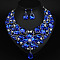Teardrop Alloy Rhinestone Pendant Necklaces & Stud Earrings Sets for Women, Capri Blue, 450mm