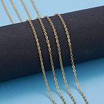 Ионное покрытие (ip) 304 нержавеющая сталь кабельные цепи, для изготовления ювелирных изделий DIY, пайки, с катушкой, Плоско-овальные, золотые, 2.5x2x0.5 мм, около 32.8 фута (10 м) / рулон