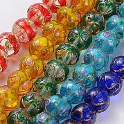Ручной работы Золотые пески Lampwork круглые бусины LAMP-L042-01