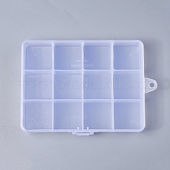 Пластмассовый шарик контейнеры, 12 отсеков, прямоугольные, прозрачные, 13x10x2.2 см, отверстия: 0.5 cm