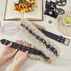 Женские ремни-цепочки из искусственной кожи и искусственного меха черного цвета&nbsp;AJEW-WH20006-388A-02