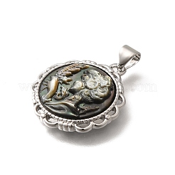 Латунь с резными подвесками из натуральных ракушек&nbsp;KK-Z091-05P-02