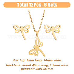 6 комплект из 6 стилей ожерелья с подвесками в виде животных из нержавеющей стали и серег-гвоздиков&nbsp;SJEW-FI0001-17