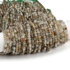 Нити бусин из натурального зеленого рутилированного кварца&nbsp;G-RM2025-C38-C