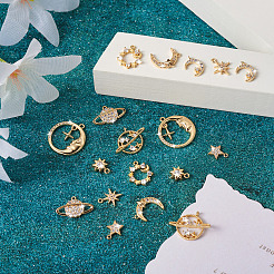 18 шт. 9 стиля латунные кубические цирконии вселенная космические подвески&nbsp;KK-KS0001-26