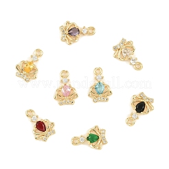 16 шт. 8 цвета латунные подвески с микропаве и кубическим цирконием&nbsp;KK-YW0004-15