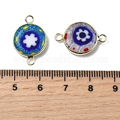 Плоские круглые подвески-соединители ручной работы миллефиори&nbsp;LAMP-D002-02A-G