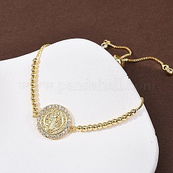 Латунные браслеты-слайдеры с микропаве из прозрачных кубических цирконий для женщин&nbsp;BJEW-G768-01G