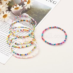 7шт 7 стиля круглые стеклянные бусины из бисера наборы стрейч-браслетов&nbsp;BJEW-JB06327