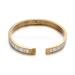 Ионное покрытие (ip) дизайн римских цифр браслеты из нержавеющей стали 304 с эмалью&nbsp;BJEW-L552-11D-6mm