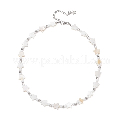 2 шт. 2 варианта ожерелий из натуральных белых ракушек и латунных бусин в форме луны и звезды&nbsp;NJEW-JN05854