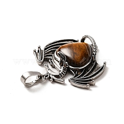 Подвески в форме сердца из натурального тигрового глаза&nbsp;KK-K331-01AS-02