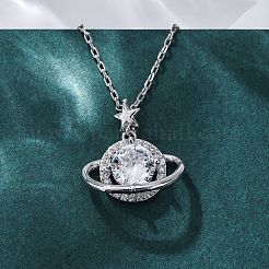 Латунные микропаве кубические цирконии звездные подвески ожерелья для женщин&nbsp;NJEW-S447-01P