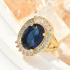 Латунные микропаве кубические цирконии регулируемые манжеты открытые кольца для женщин&nbsp;RJEW-C131-01G