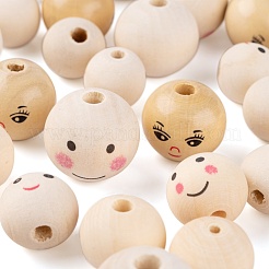 80шт 4 стиля из натурального дерева европейские бусины&nbsp;WOOD-LS0001-37