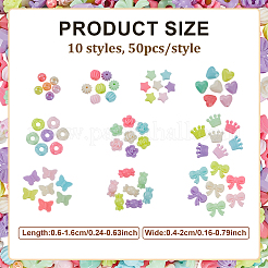 500шт 10 стиля непрозрачные акриловые бусины&nbsp;MACR-ME0001-04