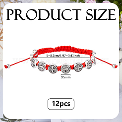 12 шт. браслет из сплава овальной формы с бусинами Святого Бенедикта и крестом&nbsp;BJEW-DC0001-21B