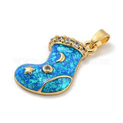 Рождественские латунные подвески с микропаве из фианита&nbsp;KK-H468-02C-02G