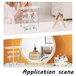 3-уровневые пластиковые башни для украшений из Т-образной планки для сережек и колец&nbsp;ODIS-WH0030-204